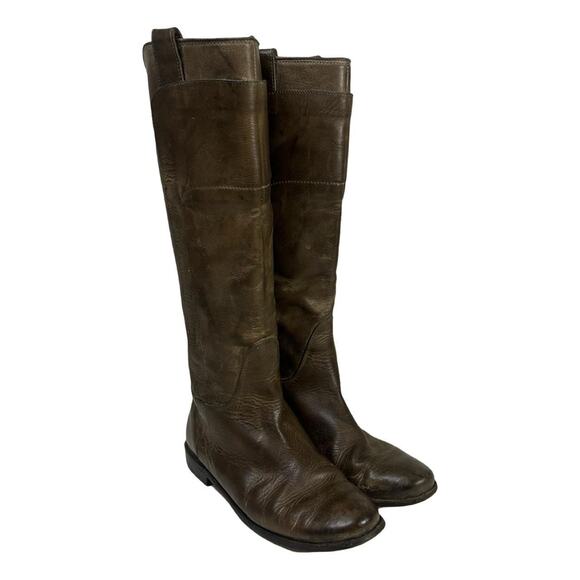 Frye boots riding made in Italy sz US W 8.5 green brown - Picture 1 of 8